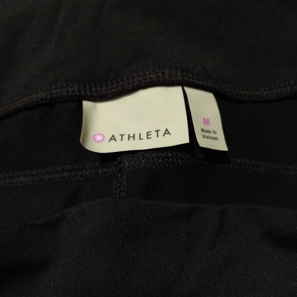 Athleta Sz M Metro Ankle Legging Athletic Retro Side Stripe Back Media ZipPocket - Picture 8 of 13